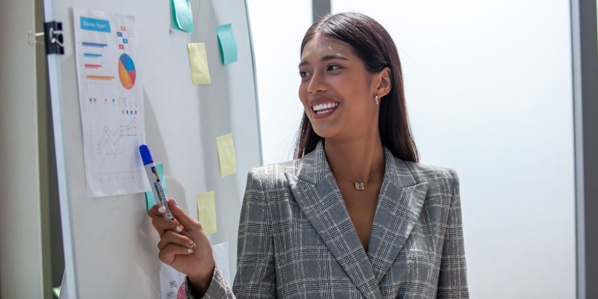 2 A woman giving a presentation